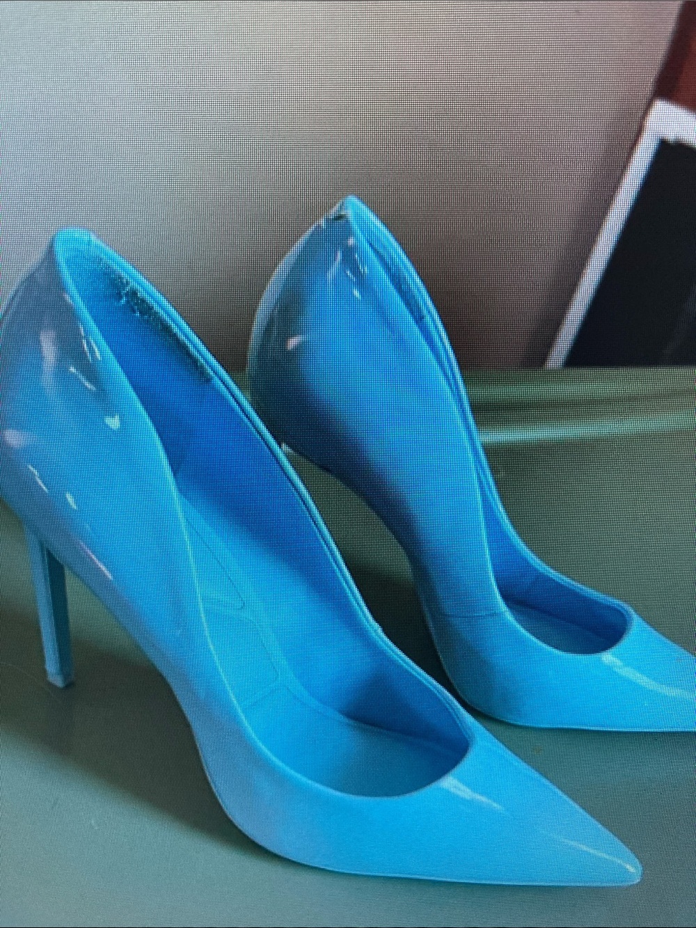 Classic Pointed Patent High Heel Pumps in Bright Blue